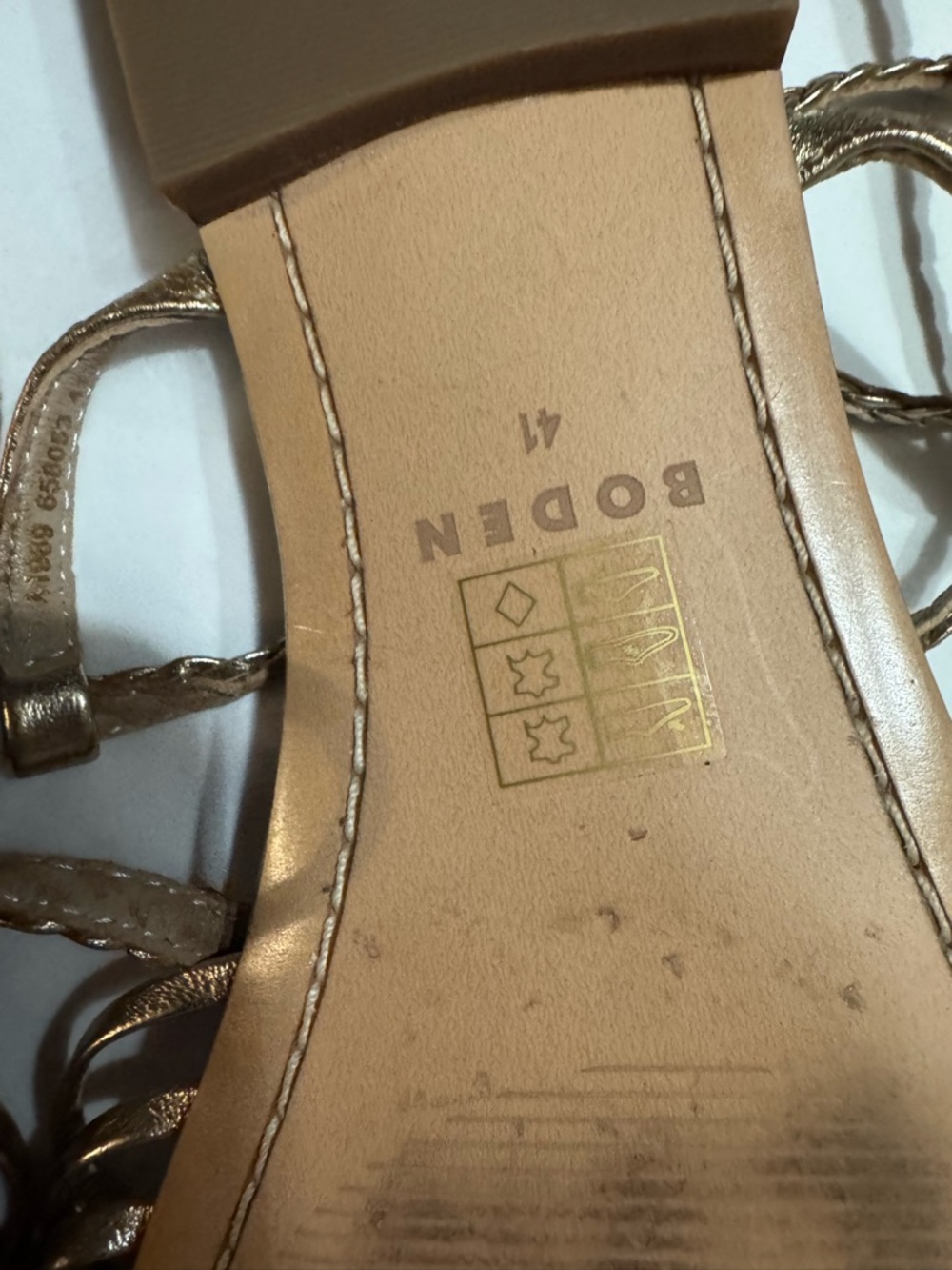 VGUC Boden Metallic Rose Gold Braided Strappy Sandals Size 41 - Picture 6 of 6